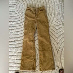Tan Levi’s Ribcage flare corduroy pants.  Size 27